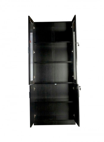 Contemporary Bookshelf Cabinet Black 80x200x40centimeter