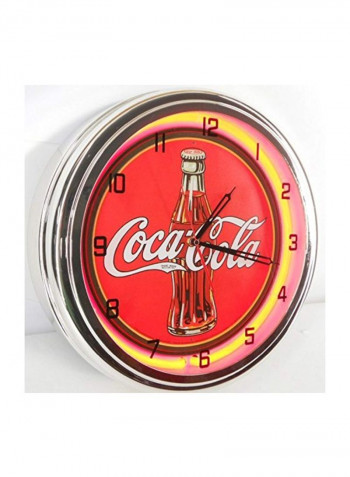 Neon Lighted Wall Clock Red/Silver/Yellow 15x4inch