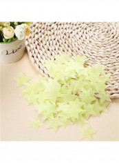 50-Piece Star Shape Luminous Wall Sticker Set Yellow 3cm
