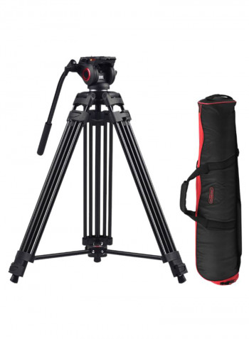 Fluid Head Camera Tripod Stand Black