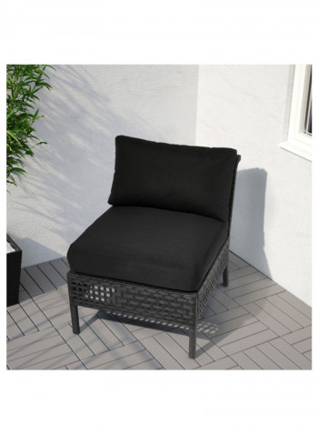 Outdoor Plastic Rattan Chair Grey 24.375 x 32.25 x 29.125inch