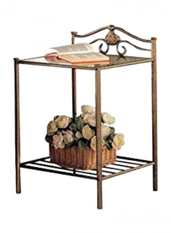 Metal Bed Side Table Brown