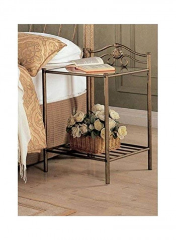 Metal Bed Side Table Brown