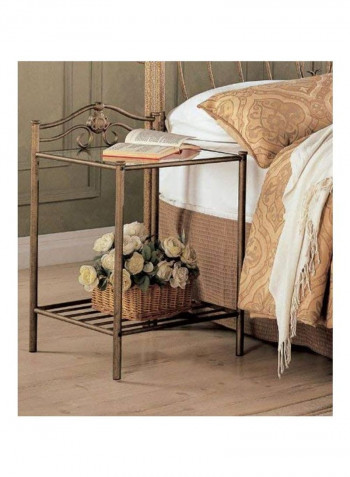 Metal Bed Side Table Brown