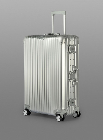 29-Inch Boulder Superior Full Aluminium Ultra-Light Hardside Expandable Built-In TSA Lock Zipperless Luggage With Spinner Wheels فضي