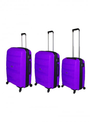 Bella Hardside 3 Piece Luggage Trolley Set Purple/Silver/Black