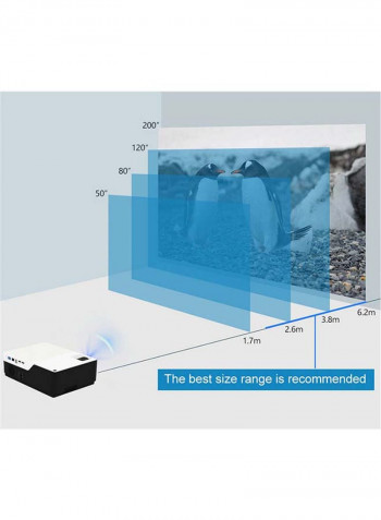 LED Projector 1080p 5500 Lumens Compatible to 300-Inch Screen with 150-Inch Projector Screen PROJ-WO-12-W_SCR-05 White