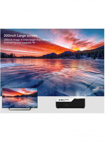 LED Projector 1080p 5500 Lumens Compatible to 300-Inch Screen with 150-Inch Projector Screen PROJ-WO-12-W_SCR-05 White