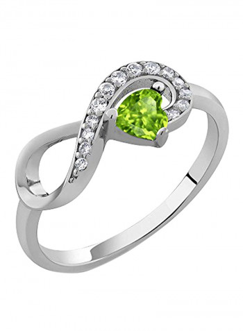 925 Sterling Silver 0.39 Carat Heart Shape Amethyst Studded Ring