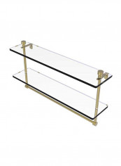Foxtrot Collection Two Tiered Glass Shelf Clear/Gold 22inch
