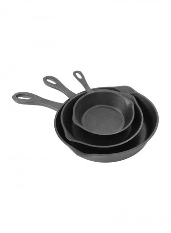 3-Piece Cast Iron Skillet Set Black