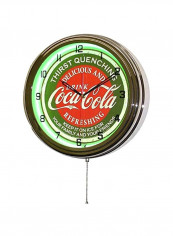 Coke Soda Logo Wall Clock Green/Red/White 15inch