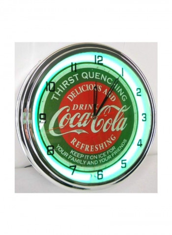 Coke Soda Logo Wall Clock Green/Red/White 15inch