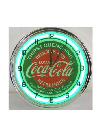 Coke Soda Logo Wall Clock Green/Red/White 15inch