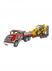 Mack Granite Flatbed Truck With JCB Loader Backhoe Playset 02813