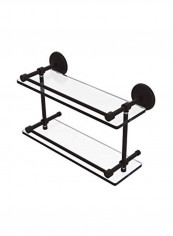 Monte Carlo Collection Double Gallery Rail Glass Shelf Clear/Black 16inch