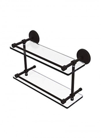Monte Carlo Collection Double Gallery Rail Glass Shelf Clear/Black 16inch
