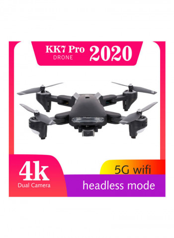 KK7 Pro RC Drone with  Dual Camera 4K 5G Wifi GPS Foldable Optical Flow Positioning RC Quadcopter with Headless Mode Waypoint Follow Surround Mode Storage Bag Included-3 Battery 27*8.5*20cm