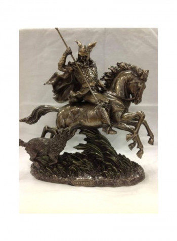 Odin Riding Sleipnir Sculpture Followed By Wolf Black/Gold 15x8.9x16inch