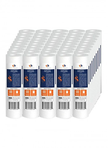 Pack Of 50 Micron Sediment Water Filter Cartridges White 10x2.5inch