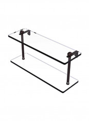 Two Tiered Glass Shelf Clear/Brown 16inch