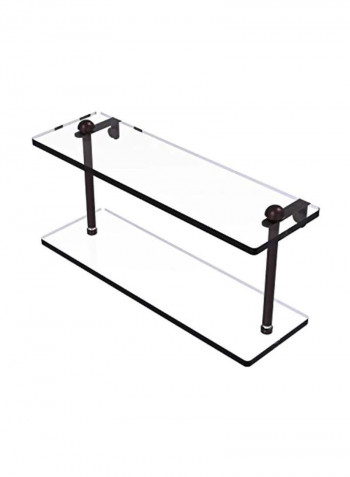 Two Tiered Glass Shelf Clear/Brown 16inch
