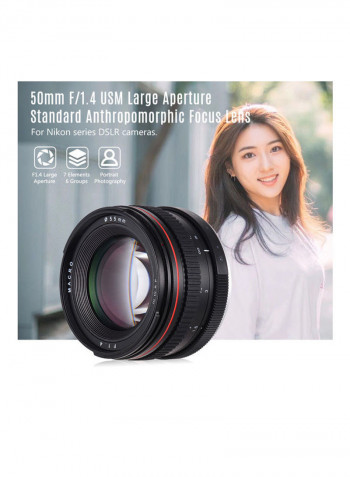 F/1.4 Usm Large Aperture Standard Anthropomorphic Focus Lens Black/White