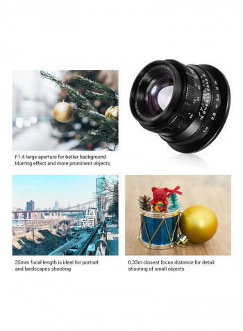 F1.4 Manual Focus Camera Lens Black/Orange