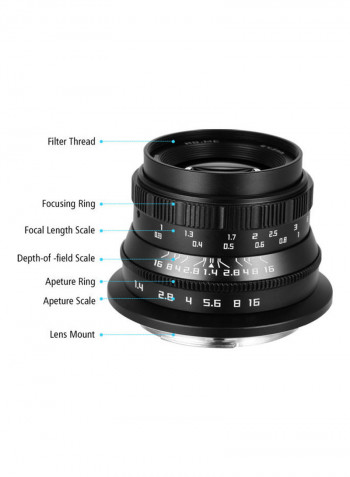 F1.4 Manual Focus Camera Lens Black/Orange
