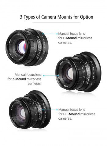 F1.4 Manual Focus Camera Lens Full Frame Black