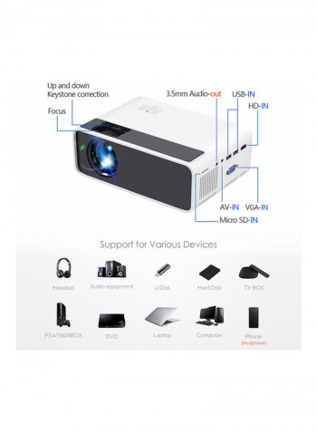 W13 LED Projector Support 1080P W13-W2 White