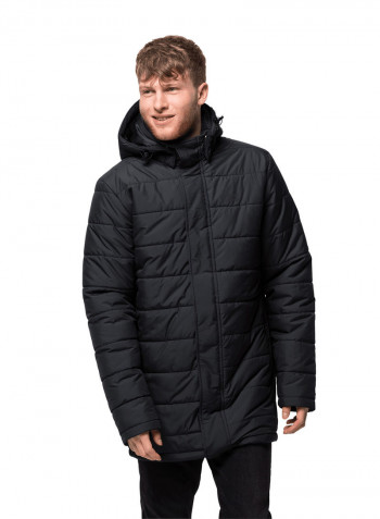 Hooded Svalbard Long Jacket أسود
