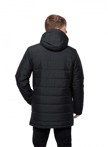 Hooded Svalbard Long Jacket أسود