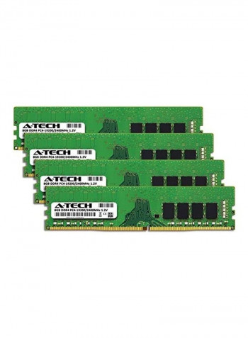 4-Piece DDR4 PC4-19200 UDIMM RAM Set 8GB Green/Black