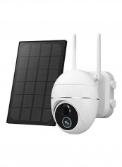 Outdoor Security Wireless Camera with Solar Panel White