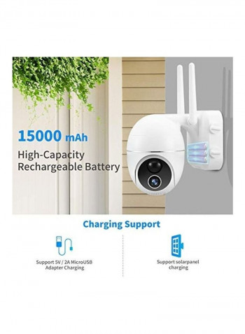 Outdoor Security Wireless Camera with Solar Panel White