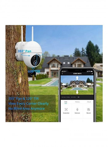 Outdoor Security Wireless Camera with Solar Panel White