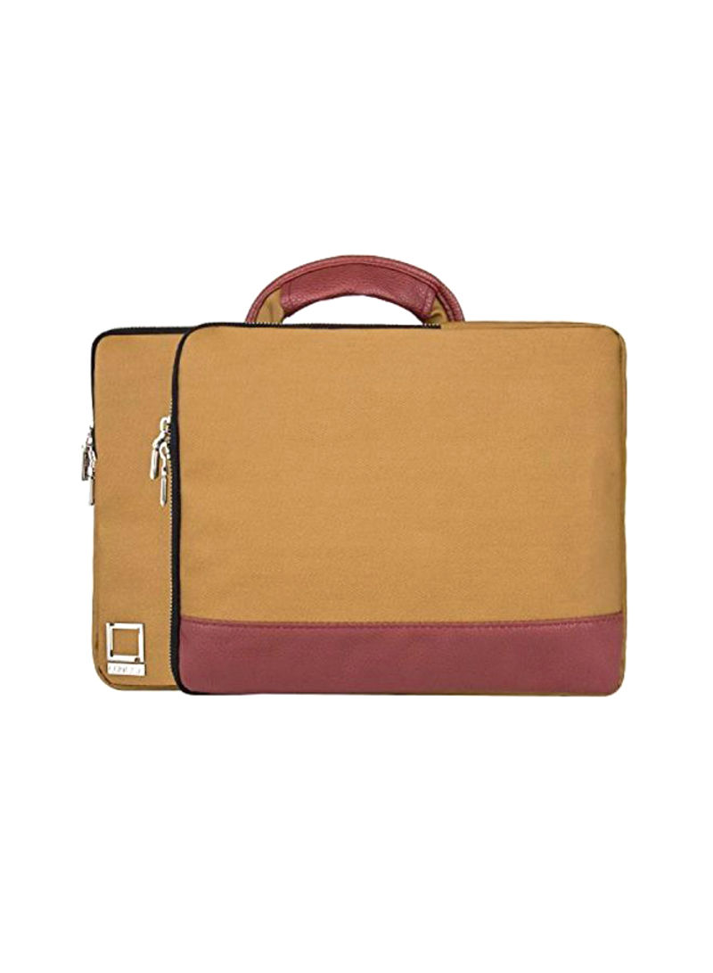2 In 1 Brief Case For 13-Inch Laptop And Tablet Beige/Red