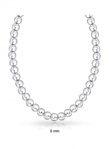 925 Sterling Silver Round Beaded Necklace