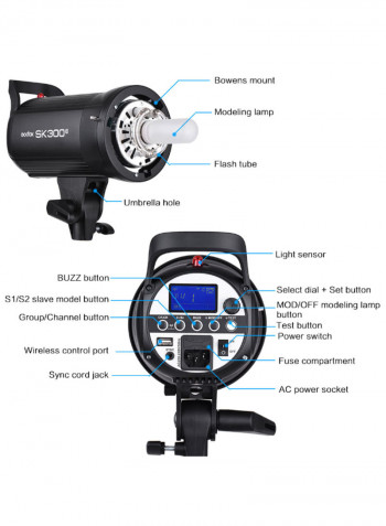 SK300II Professional 300Ws Studio Flash Light Black