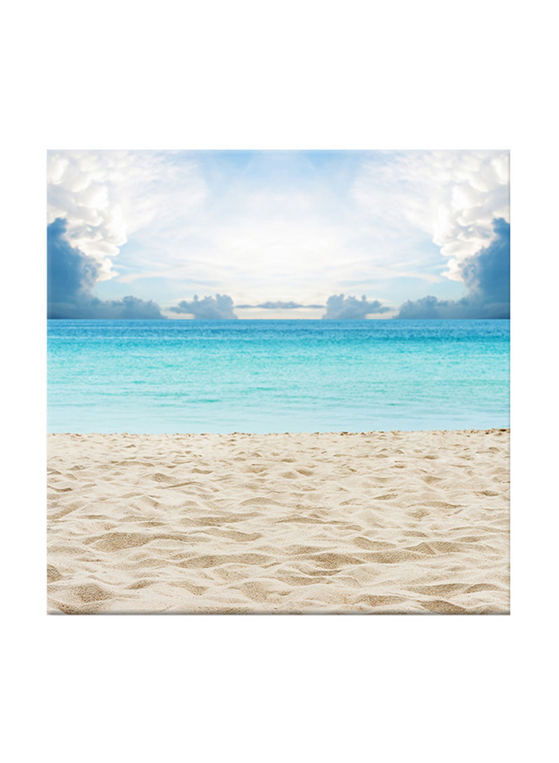 Beach View On Canvas Painting Blue 80x80centimeter