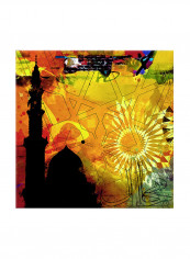Vintage Oriental Arabic Calligraphy Canvas Painting Multicolour 80x80centimeter