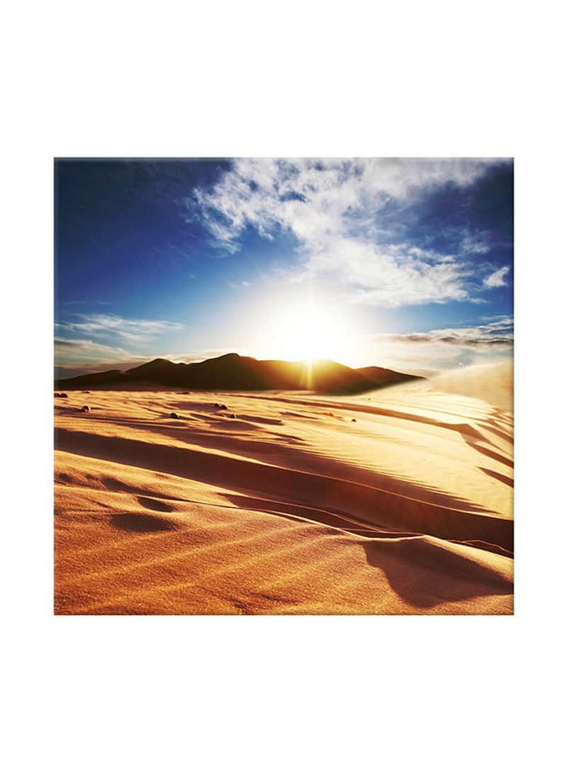 Sunny Day In Desert On Canvas Painting Blue/Brown 80x80centimeter