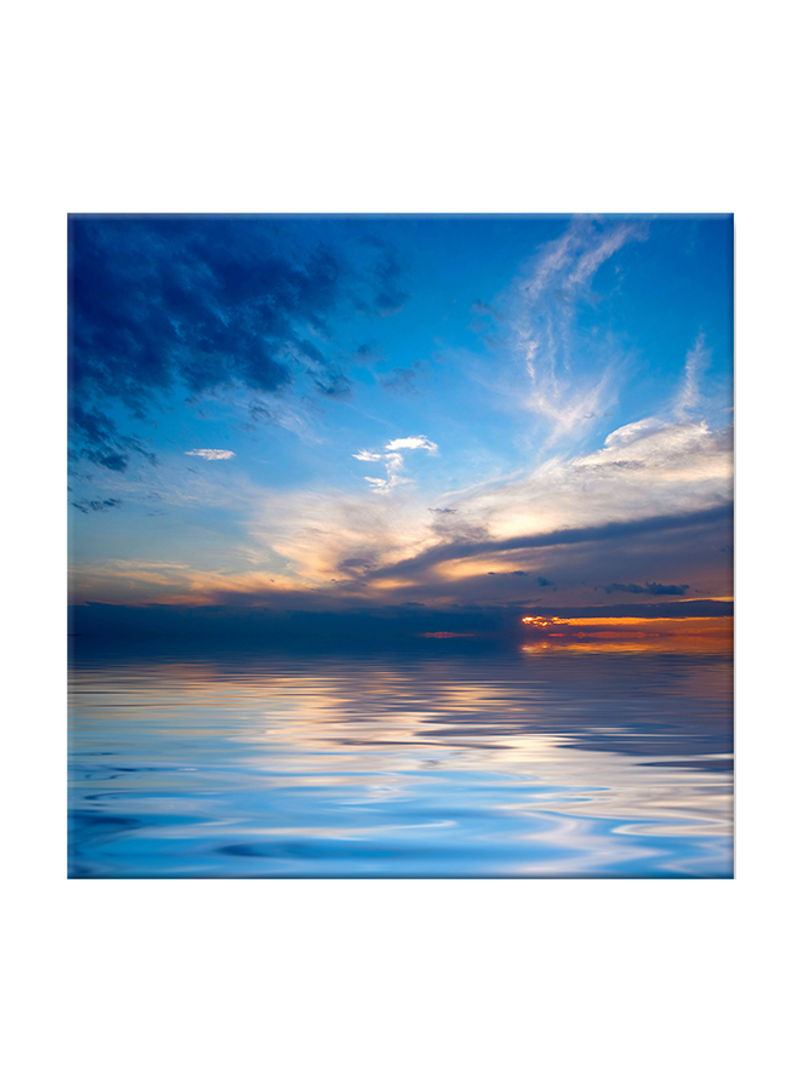 Lake Sunset On Canvas Painting Blue 80x80centimeter
