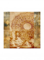 Vintage Arabic Calligraphy Canvas Painting Brown 80x80centimeter