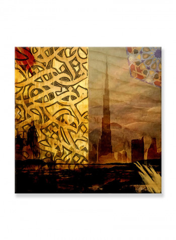 Abstract Painting Wall Art Canvas Brown 80x80centimeter