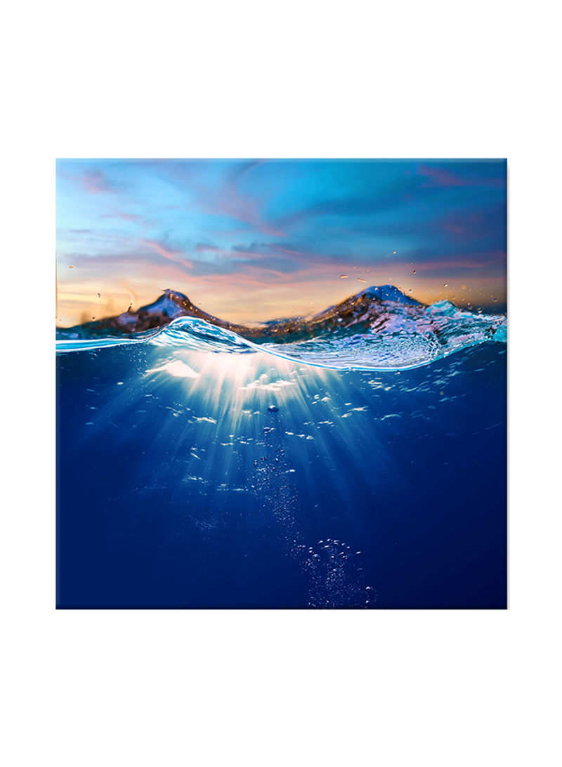 Underwater Marine Photo On Canvas Stretched On Wood Blue 80x80centimeter