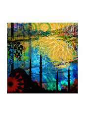 Vintage Oriental Arabic Calligraphy With Mosque Canvas Painting Multicolour 80x80centimeter