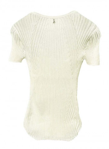 Solid Pattern Knitted Sweater White