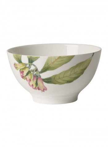 4-Piece Malindi Printed Porcelain Bowl White/Green/Pink 3L